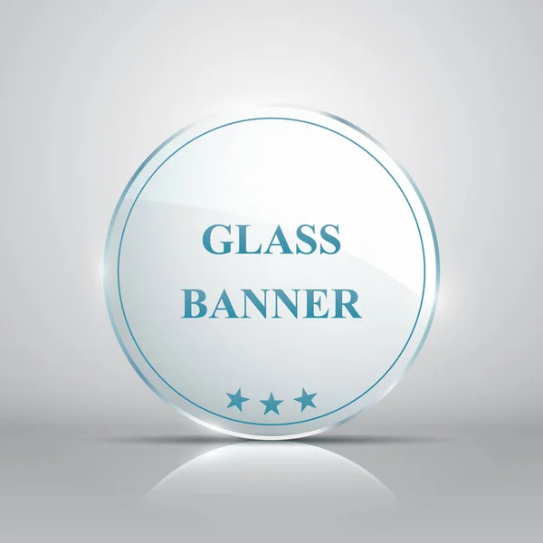 Realistische transparant ronde glas banner op grijze achtergrond — Stockvector