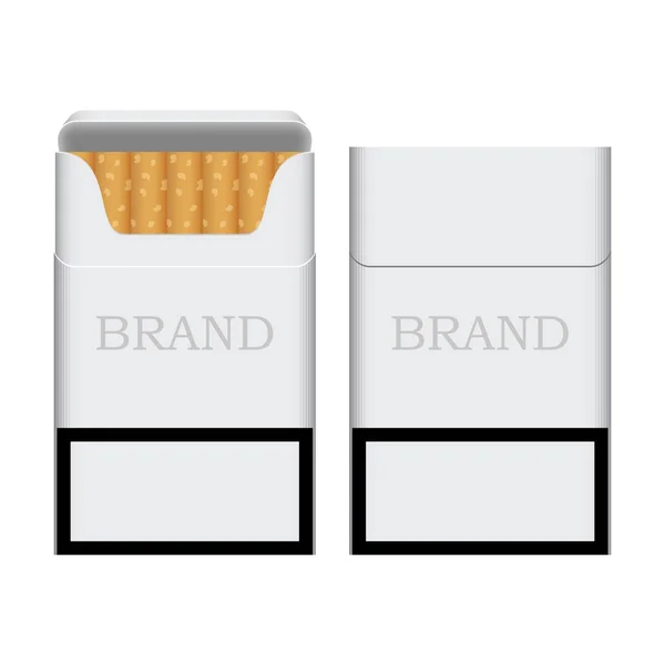 Un paquete de cigarrillos, plantilla, paquete abierto y cerrado — Vector de stock