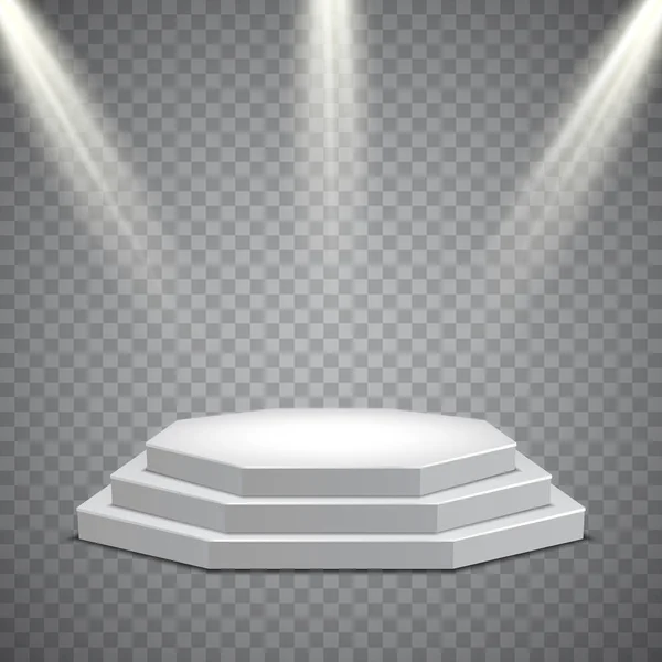 Ośmiokątna podium z oświetleniem, szablon wektor — Wektor stockowy
