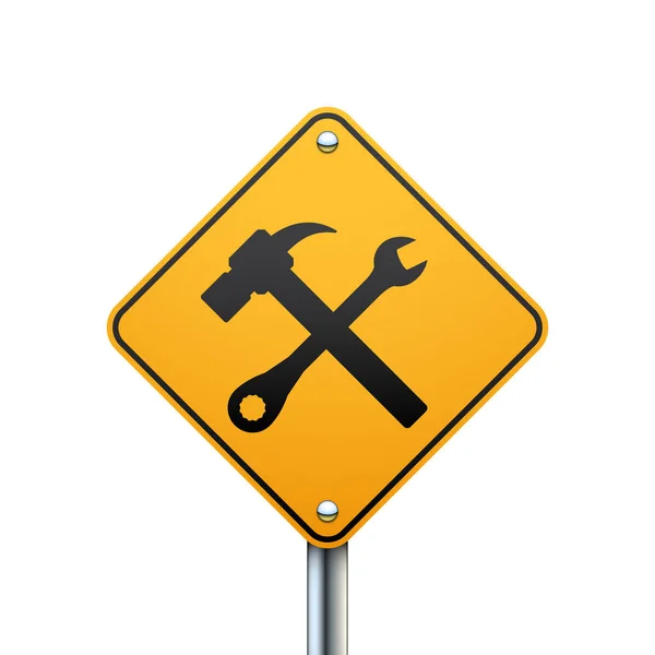 Service vägmärke, korsade hammare och skiftnyckelikonen — Stock vektor