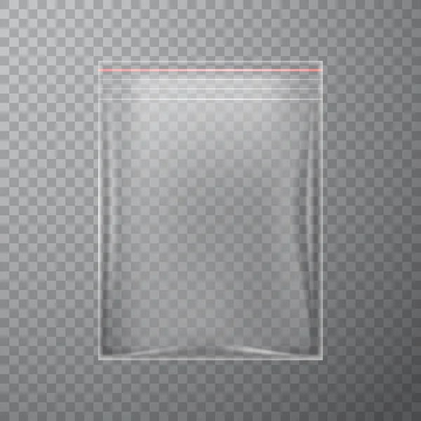 Transparentní plastový zip balíček — Stockový vektor