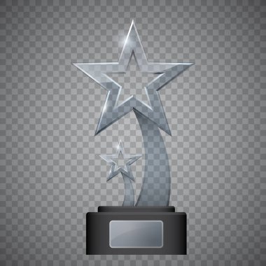 Standda yıldız şeklinde cam ödülü