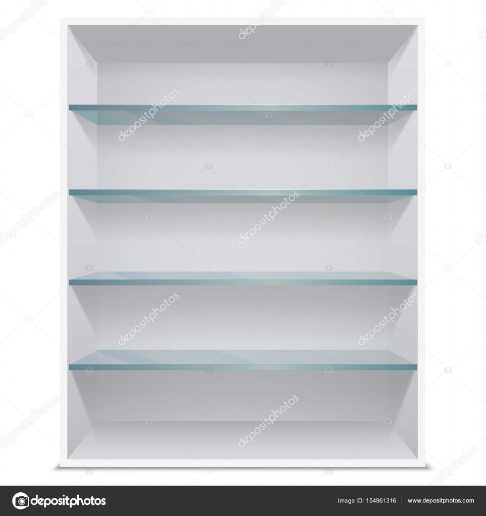 Mueble con estantes de vidrio — Vector de stock © warlockf01094047