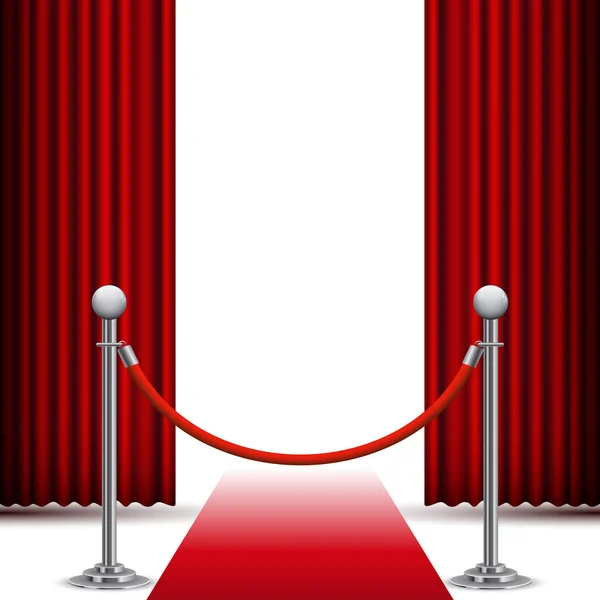 Tapis rouge et clôture devant le rideau — Image vectorielle