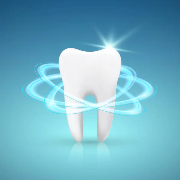 Zdrowy ząb pod ochronę, wybielanie zębów, efekt pomyślna — Wektor stockowy