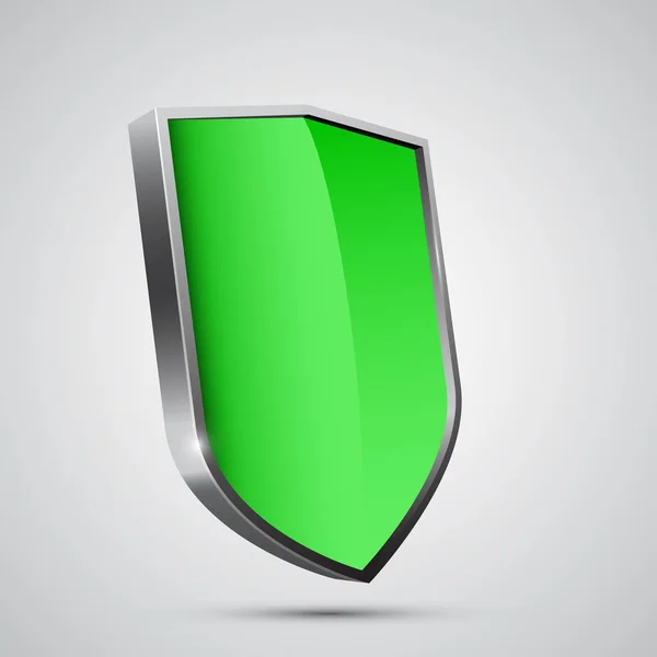 3d metal escudo verde —  Vetores de Stock