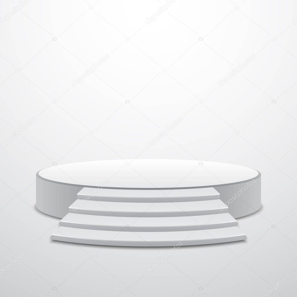 White round podium with stairs