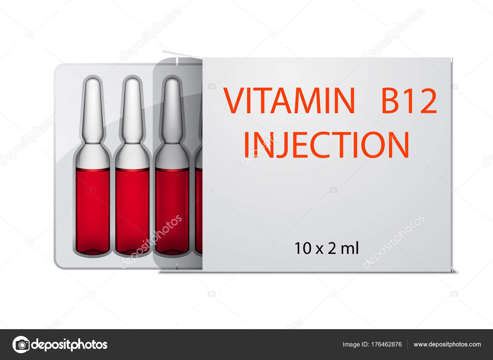 Vitamin B12 Injekce Ampule Balíčku Izolované Bílém — Stock Vektor
