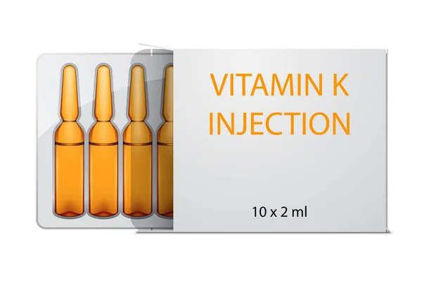 Ampul Injeksi Vitamin Dalam Paket Terisolasi Pada Warna Putih - Stok Vektor