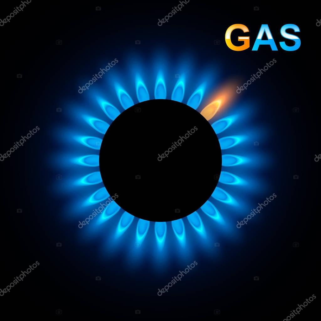 Abstract Gas burner with blue flame, vector background