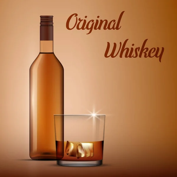 Una Botella Whisky Vidrio Sobre Fondo Abstracto — Vector de stock