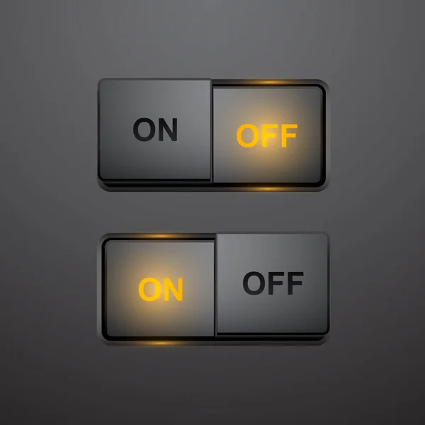 Set Realistic Press Button Positions Vector Button Light Effect — Stock Vector