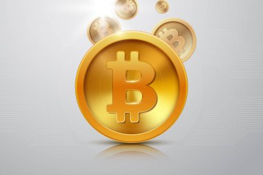 Arka plan üzerinde düşen ile altın bitcoin lira