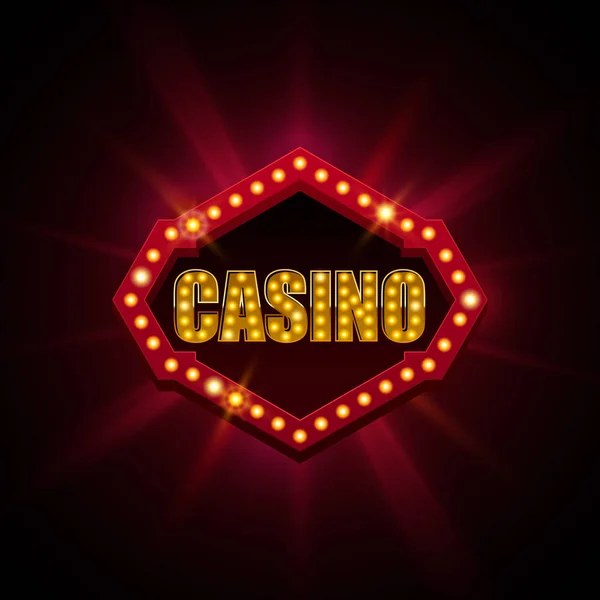 Banner Casino Con Efecto Luz Sobre Fondo Abstracto — Vector de stock