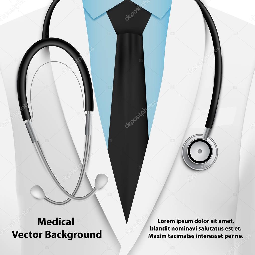 Medical background with doctor and stethoscope, vector illustration