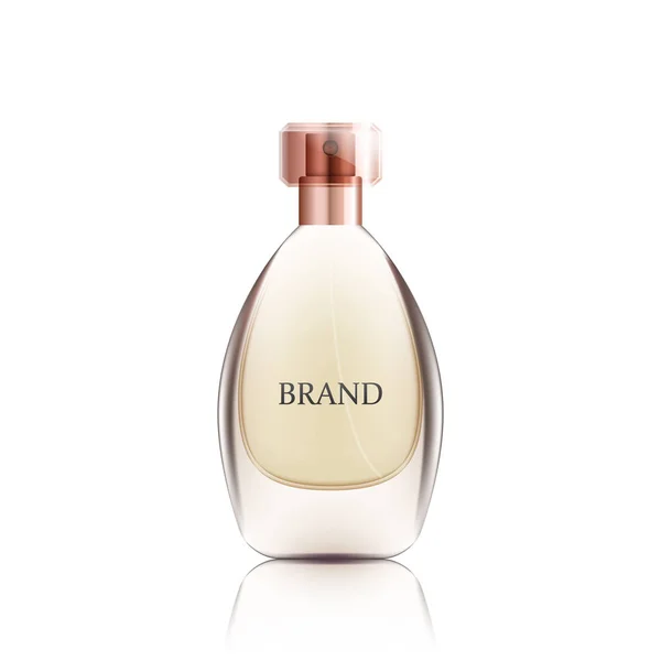 Conception Réaliste Bouteille Parfum Sur Fond Blanc Flacon Verre Transparent — Image vectorielle