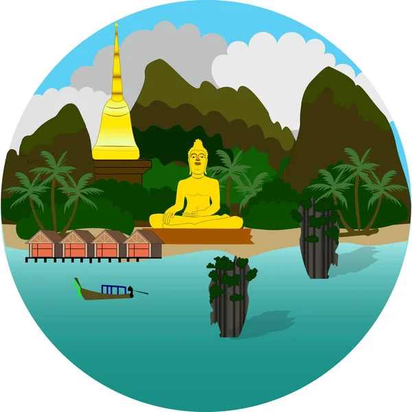 Flat illustration av Thailand — Stock vektor