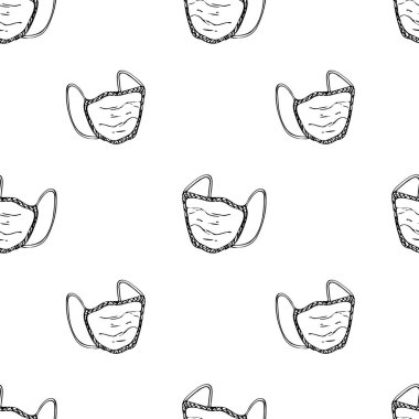 Tıbbi malzemeler ve aletler el yazması çizim tarzında kusursuz desen. Vektör illüstrasyonu