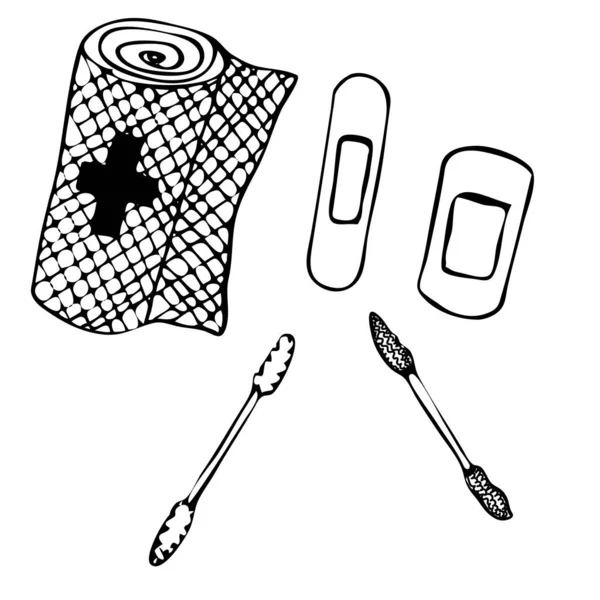 Medizinische Geräte Und Werkzeuge Freihandzeichnungsstil Vektorillustration — Stockfoto