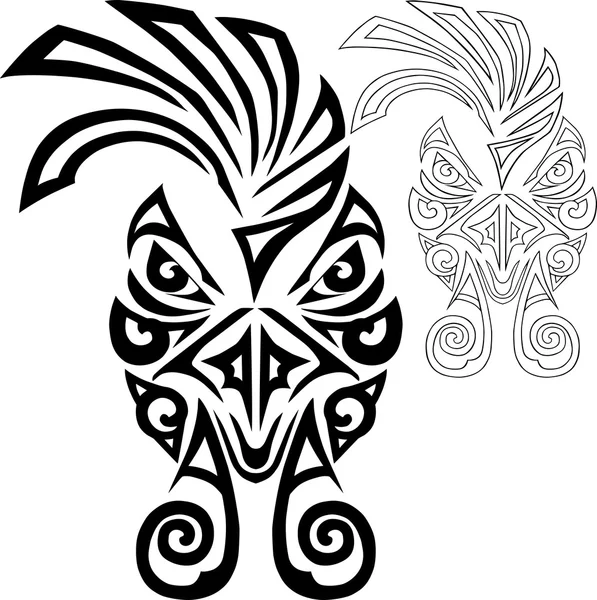 Tatouage visage maori stylisé à la main. Vecteur — Image vectorielle