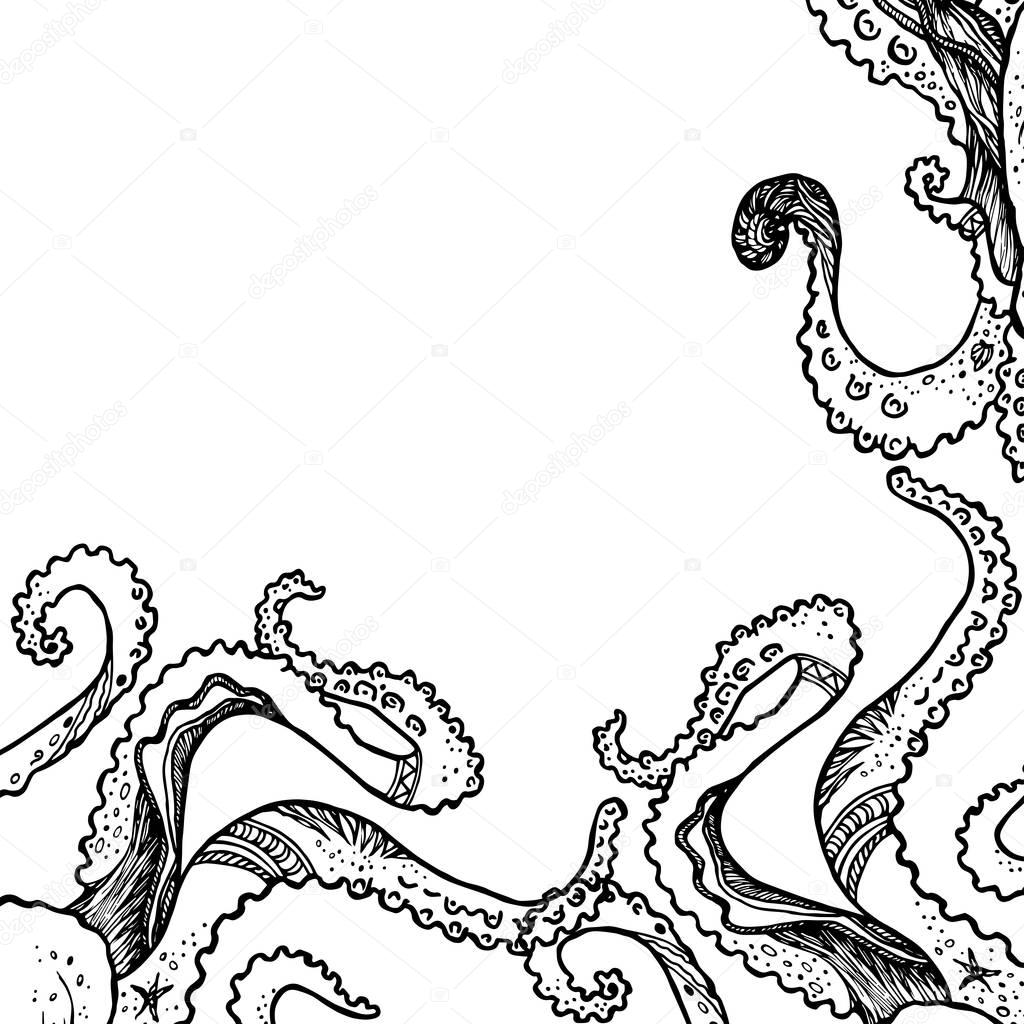 Abstract template with tentacles. Vector.