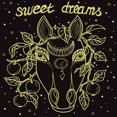 At nalı baş ve appeles ile sihirli 