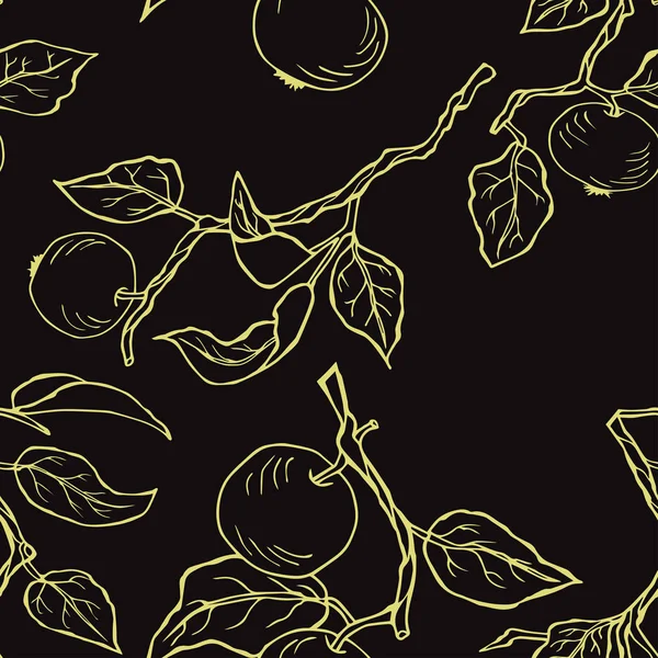 Elma dalları ile Seamless modeli. Vektör.