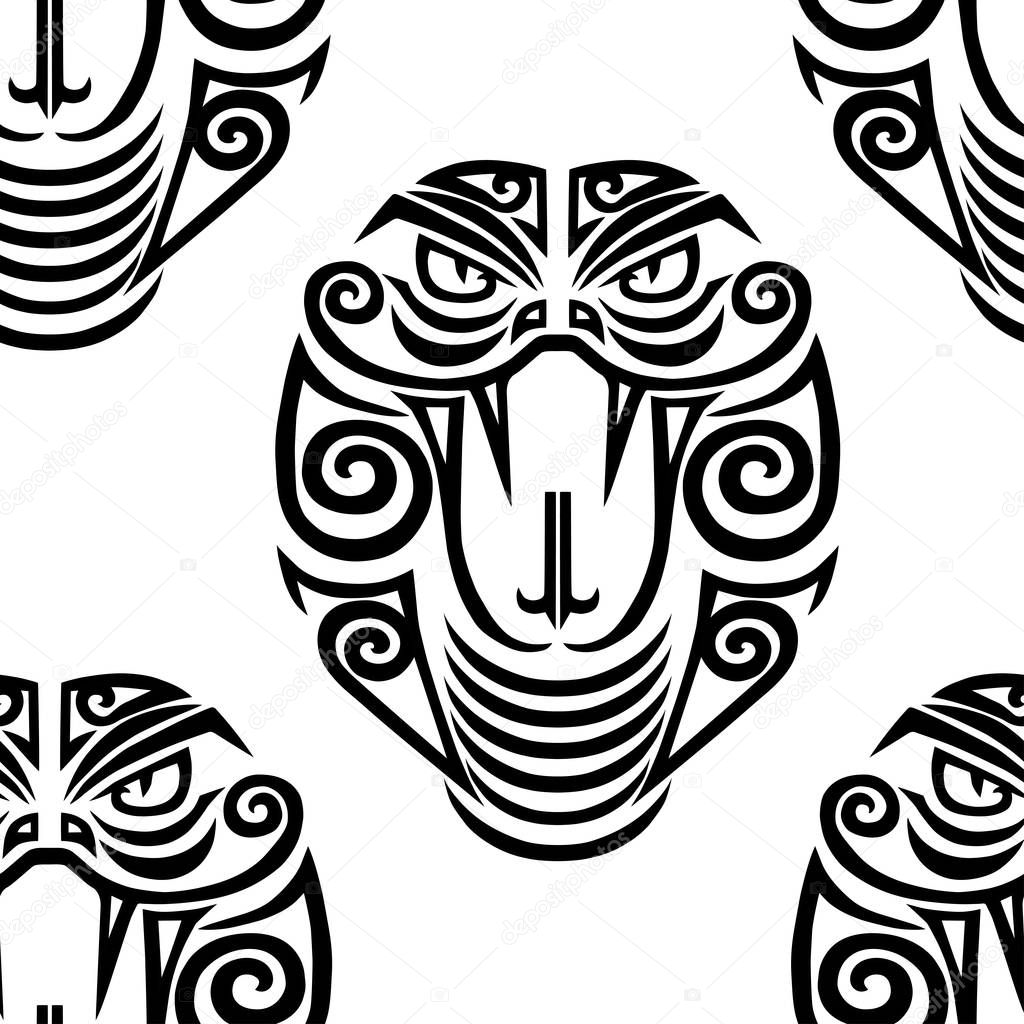 Seamless pattern with cobra head. Vector