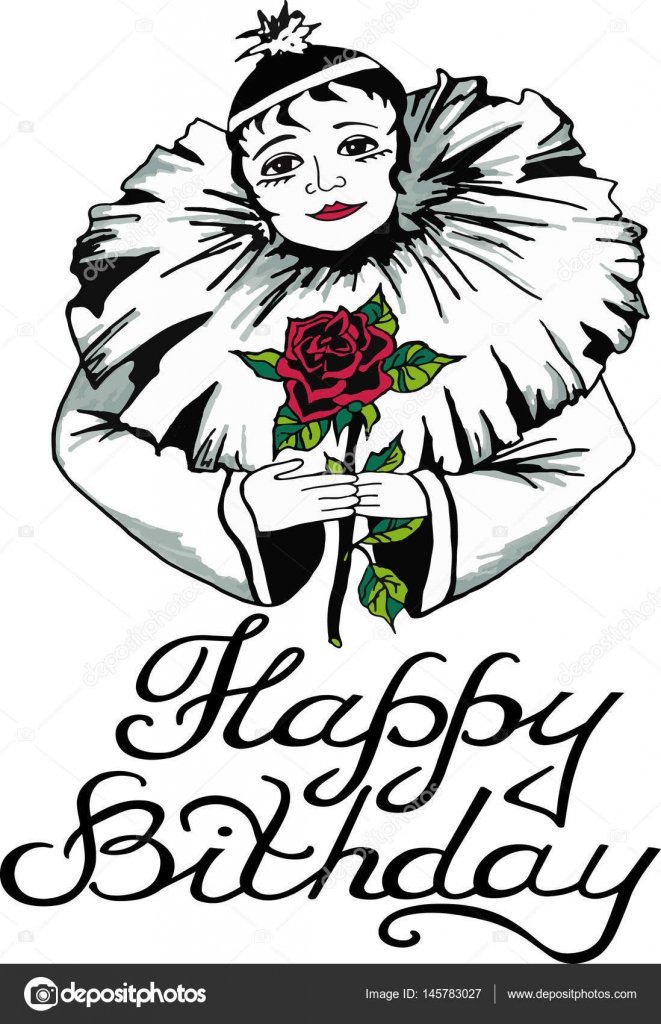 Happy Birthday Card With Pierrot Vector Image By C Nataliavarlamova Vector Stock Happy Birthday Card With Pierrot Vector Image By C Nataliavarlamova Vector Stock