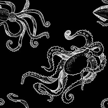 Ahtapot ve kalamar desen.