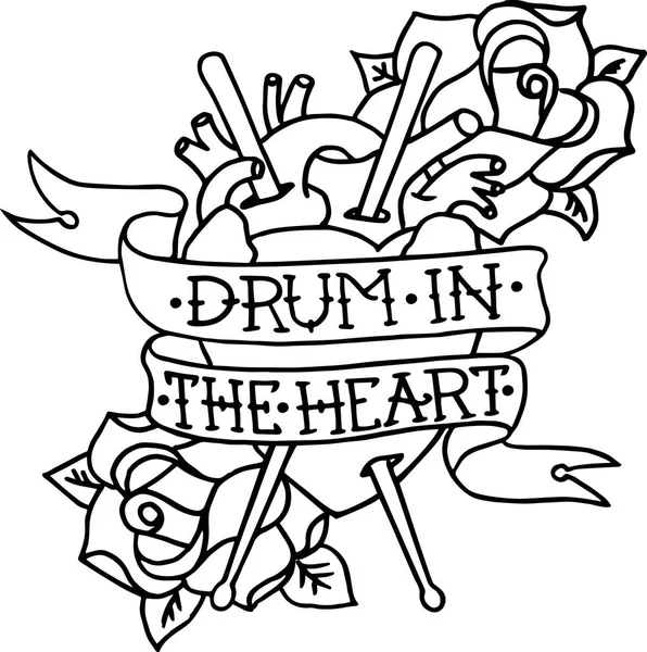 Drum in het hart. — Stockvector