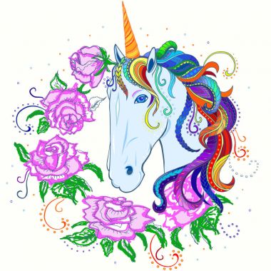 Pembe Gül olan at. Vektör.