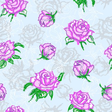 Pembe güllerle kusursuz desen.