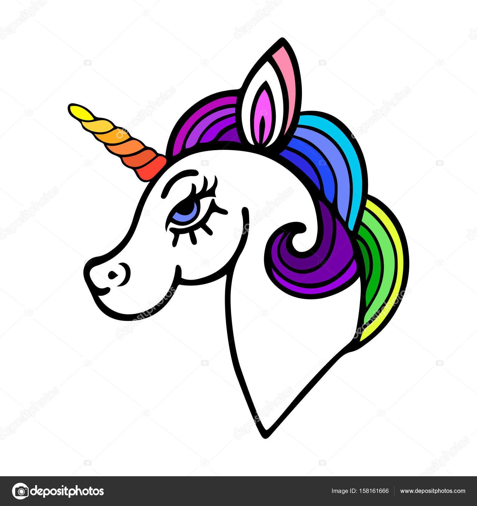 Unicorno sveglio con la criniera arcobaleno — Vettoriale Stock