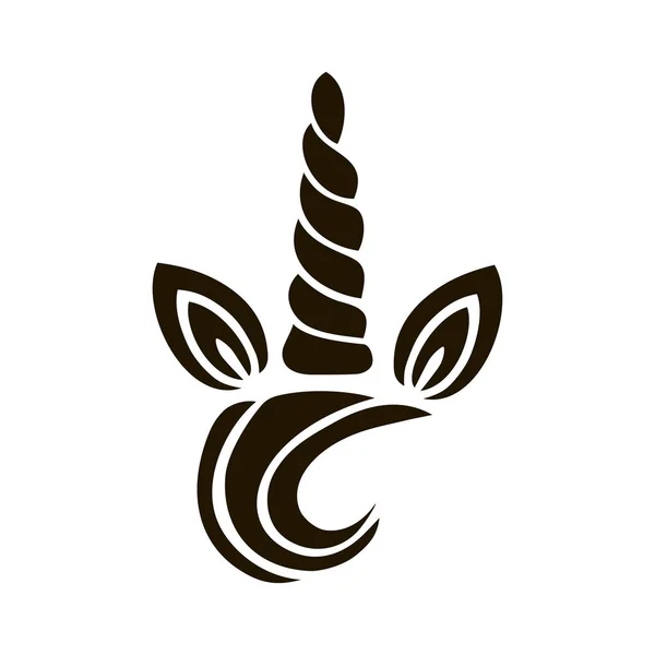 Логотип Unicorn з рогом, вухами та вибухом . — стоковий вектор
