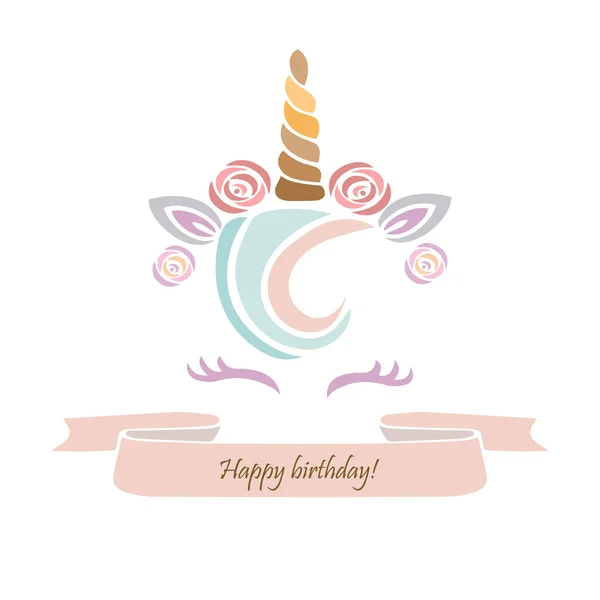 Cute template with unicorn cake — Stock Vector