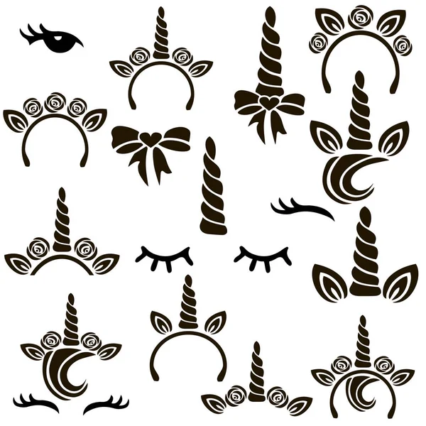 Unicorn symbols vector set. — Stock Vector