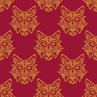 Kurt veya husky köpek baş ile Seamless Modeli 