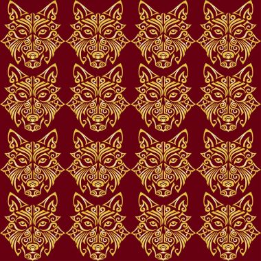 Kurt veya husky köpek baş ile Seamless Modeli