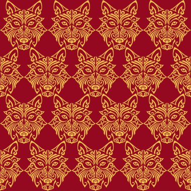 Kurt veya husky köpek baş ile Seamless Modeli