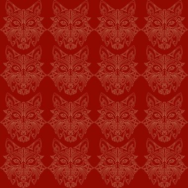 Kurt veya husky köpek baş ile Seamless Modeli