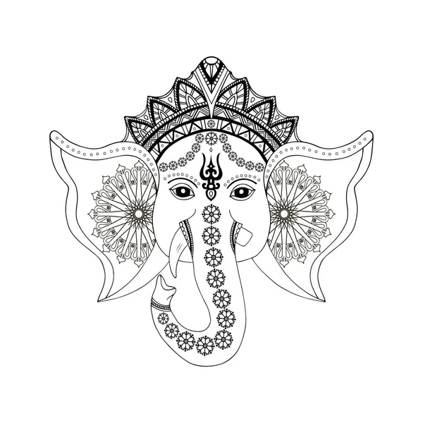 Testa di dio indù Ganesha — Vettoriale Stock