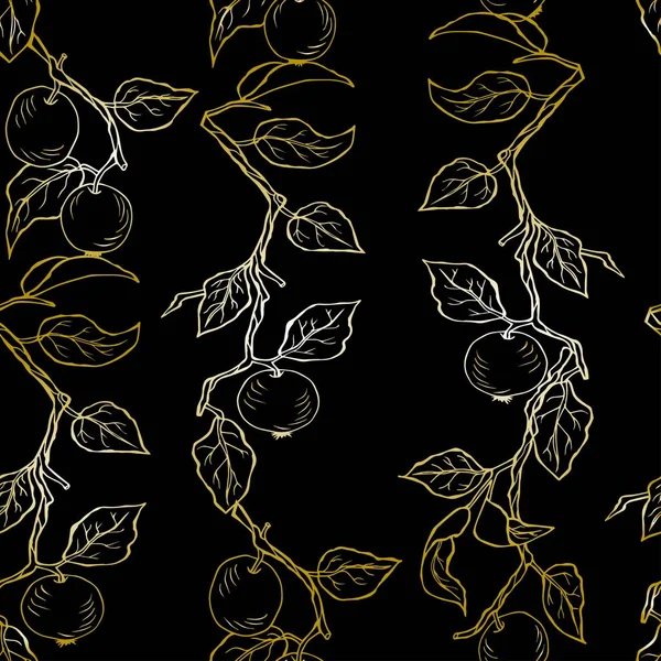 Altın elma ile Seamless siyah modeli.