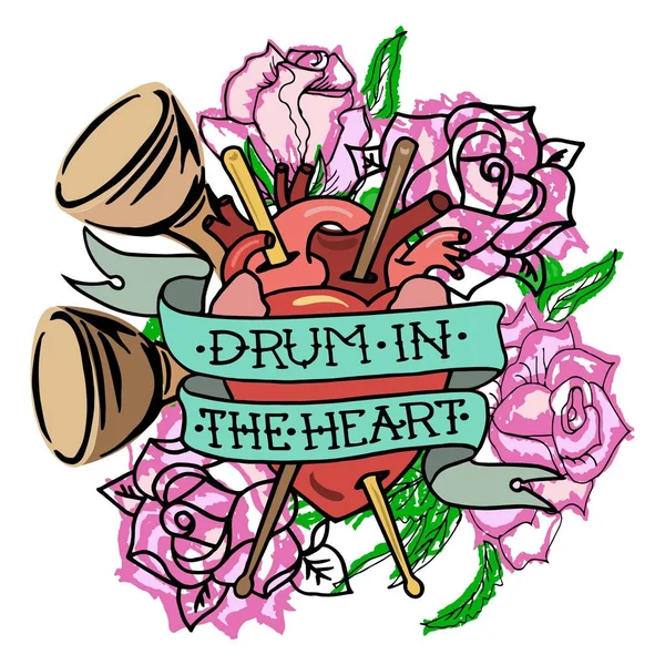 Векторні ілюстрації "Drum в серця" — стоковий вектор