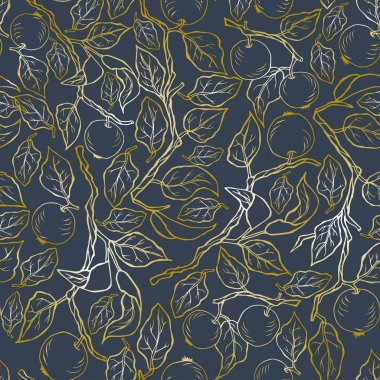 Altın elma dalları ile Seamless Modeli.