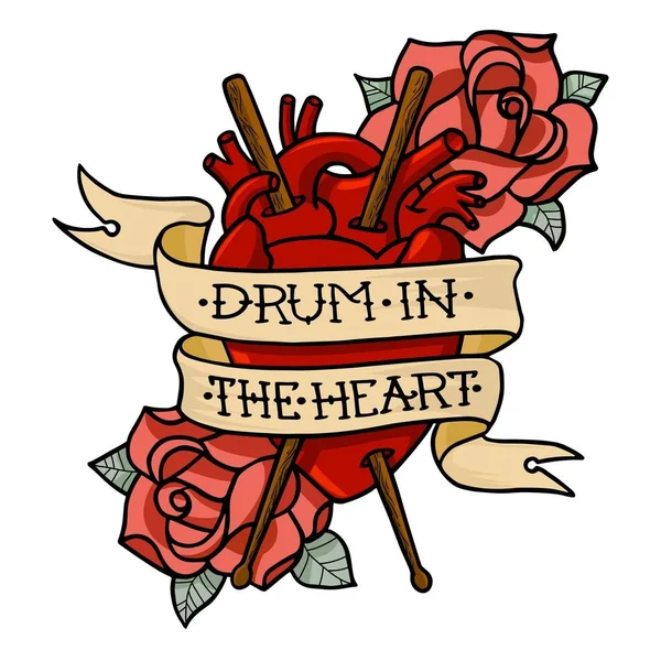 Vektör çizim "Drum ın Heart" — Stok Vektör