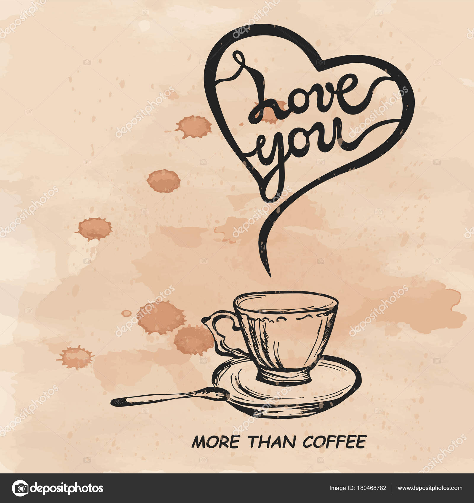Cute Coffee Cup Love Heart Hand Drawn Illustration | Poster