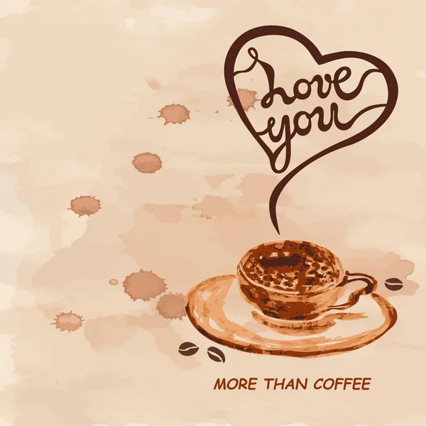 Love You More Coffee Texto Isolado Fundo Texturizado Amo Letras — Vetor de Stock