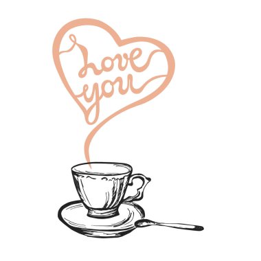 Beyaz arka plan üzerinde izole metin seviyorum. Sevgililer günü kartı yazı çizilmiş size el aşk. Afiş, poster, web, menü, Kahve Dükkanı, tebrik kartı için şablon. Tasarım öğesi. 