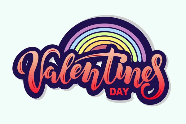 Valentines Day Text Rainbow Isolated Background Hand Drawn Lettering Valentines — Stock Vector